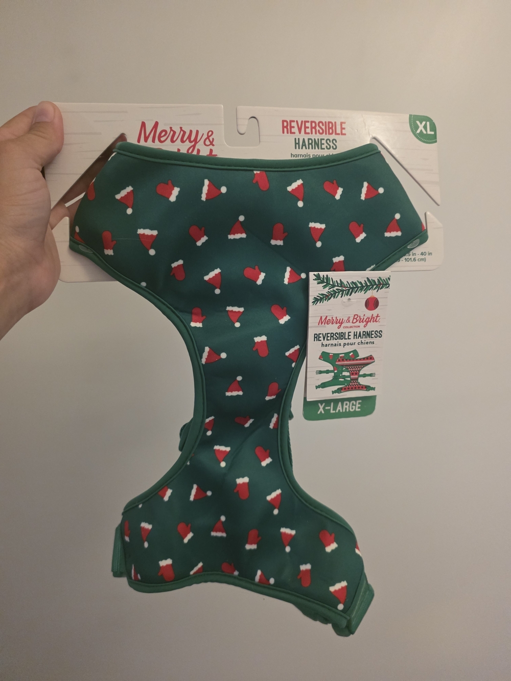 Merry & Bright Green Reversible Holiday Dog Harness - X-Large